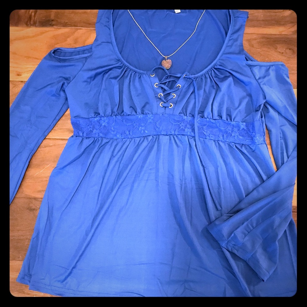 Lace front blouse top